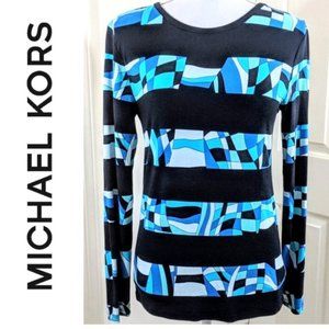 Michael Kors Sm Long Sleeve Top Black Blue